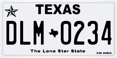 TX license plate DLM0234