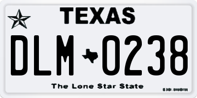 TX license plate DLM0238