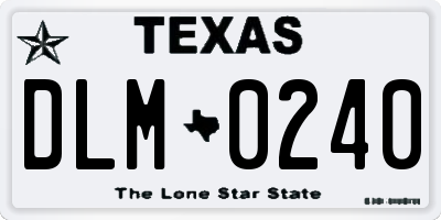 TX license plate DLM0240