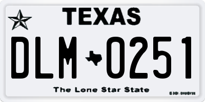 TX license plate DLM0251
