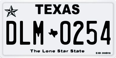 TX license plate DLM0254