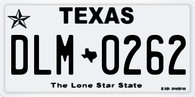 TX license plate DLM0262