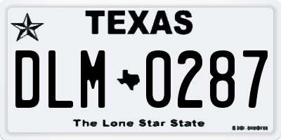 TX license plate DLM0287