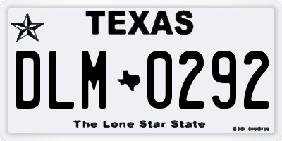 TX license plate DLM0292