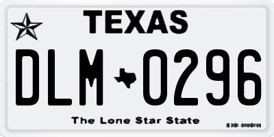 TX license plate DLM0296
