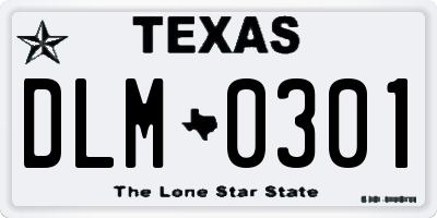 TX license plate DLM0301