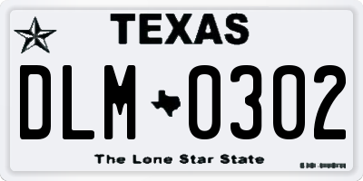 TX license plate DLM0302