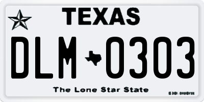 TX license plate DLM0303