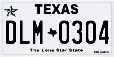 TX license plate DLM0304