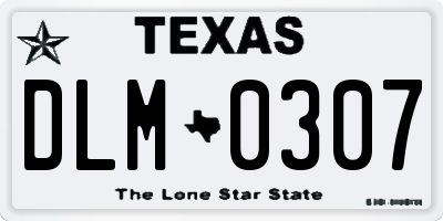 TX license plate DLM0307