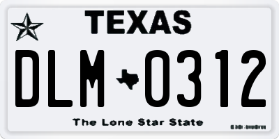 TX license plate DLM0312
