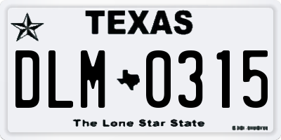 TX license plate DLM0315