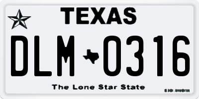 TX license plate DLM0316