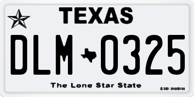 TX license plate DLM0325