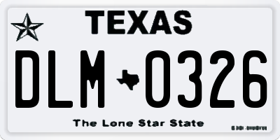 TX license plate DLM0326
