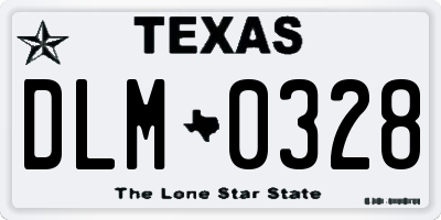TX license plate DLM0328