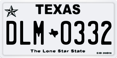 TX license plate DLM0332