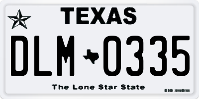 TX license plate DLM0335