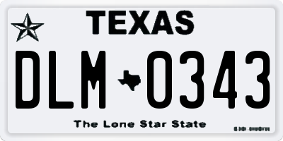 TX license plate DLM0343
