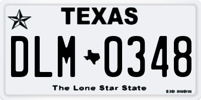 TX license plate DLM0348