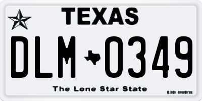 TX license plate DLM0349