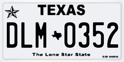 TX license plate DLM0352