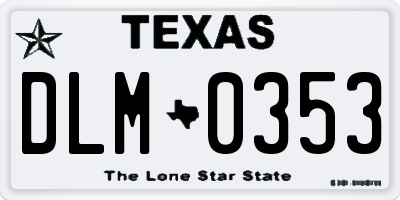 TX license plate DLM0353