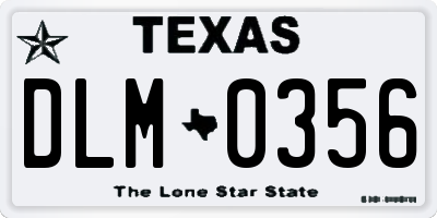 TX license plate DLM0356