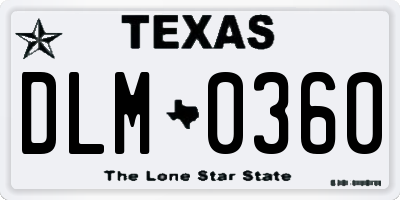 TX license plate DLM0360