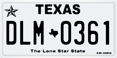 TX license plate DLM0361