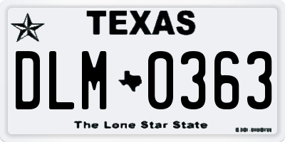 TX license plate DLM0363