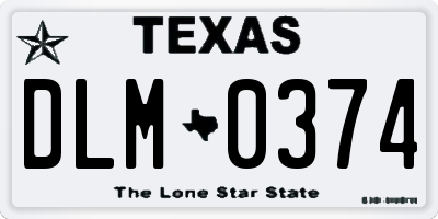 TX license plate DLM0374