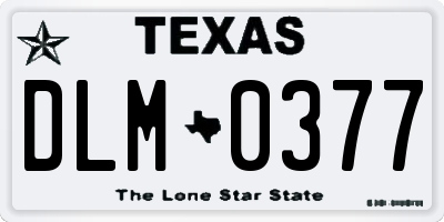 TX license plate DLM0377