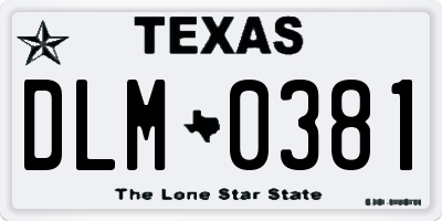 TX license plate DLM0381