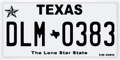 TX license plate DLM0383