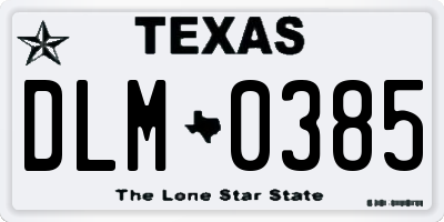 TX license plate DLM0385