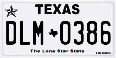 TX license plate DLM0386