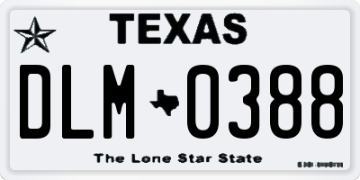 TX license plate DLM0388