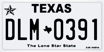 TX license plate DLM0391