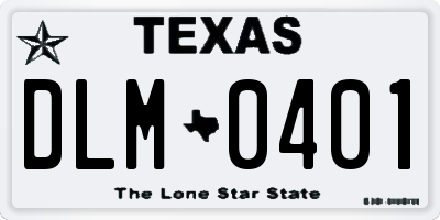 TX license plate DLM0401