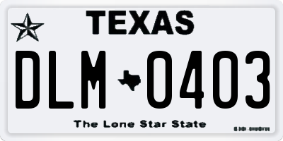 TX license plate DLM0403
