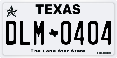 TX license plate DLM0404