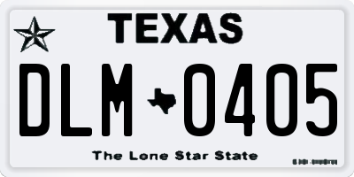 TX license plate DLM0405