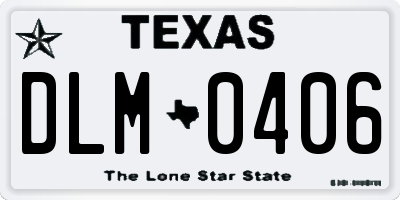 TX license plate DLM0406