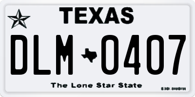 TX license plate DLM0407