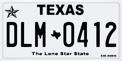 TX license plate DLM0412
