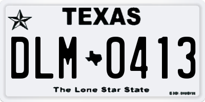 TX license plate DLM0413