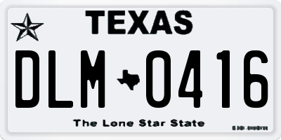 TX license plate DLM0416