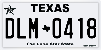 TX license plate DLM0418