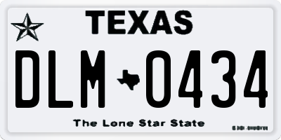 TX license plate DLM0434